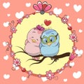 Two cute Cartoon Birds Royalty Free Stock Photo