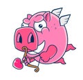 Two cute cartoon flying pigs. Isolated vector Royalty Free Stock Photo