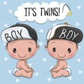 Two cute cartoon twins boys