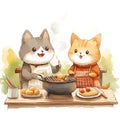 Two Cute Cats Enjoying a Backyard Barbecue Royalty Free Stock Photo