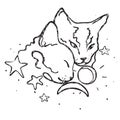 Two cute cats together/moon, stars and sun/ love Royalty Free Stock Photo