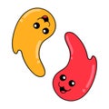 Two cute creatures are forming the yin yang of the universe, doodle icon image kawaii