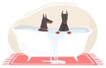 Two cute dog taking bath cartoon vector illustration