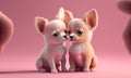 Two cute dogs in love on pink empty background. Puppys celebrating ValentineÃ¢â¬â¢s Day. Pets close to eachother in cartoon style. Royalty Free Stock Photo