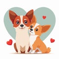 Two cute dogs in love. Valentine`s card Royalty Free Stock Photo