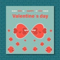 Two cute fishes in love. Valentine`s Day concept. vector illustration