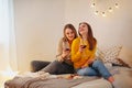 Two cute happy funny women friends having fun together Royalty Free Stock Photo
