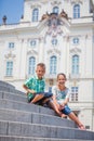 Two cute kids in Prague