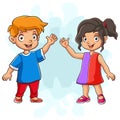 Two cute Kids waving hands Royalty Free Stock Photo
