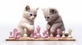 Two cute kittens playing chess Royalty Free Stock Photo