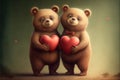 Two cute little bears with heart. Valentine\'s gift card concept