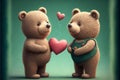 Two cute little bears with heart. Valentine\'s gift card concept