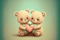 Two cute little bears with heart. Valentine\'s gift card concept