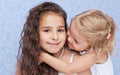 Two cute little sisters hugging Royalty Free Stock Photo