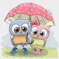 Two cute Lovers Owls