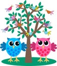 Two cute owls Royalty Free Stock Photo