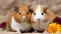 Two cute pet guinea pigs