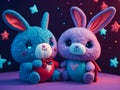 two cute plush bunnies for valentine\'s day.