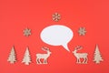 Two cute reindeers talking to each other, speech bubble with copy space, christmas greeting