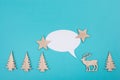 Two cute reindeers talking to each other, speech bubble with copy space, christmas greeting