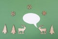 Two cute reindeers talking to each other, speech bubble with copy space, christmas greetings