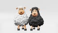 Two cute sheep friends rhythmically dance 3d animation Friendship Day lambs fellows Kids party invitation Ewes soulmates