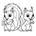 Two Cute Squirrel Coloring Pages for Kids