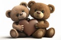 Two cute toy bears with heart, created with generative AI Royalty Free Stock Photo