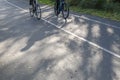 Two cyclists on a bike path Royalty Free Stock Photo