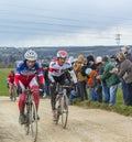 Two Cyclists on a Dirty Road - Paris-Nice 2016