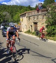 Two Cyclists on Mont Ventoux - Tour de France 2016 Royalty Free Stock Photo