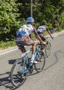 Two Cyclists on Mont Ventoux - Tour de France 2016 Royalty Free Stock Photo