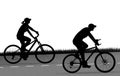 Two cyclists silhouette vector Royalty Free Stock Photo