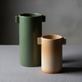 The taller vase is green and the shorter one is sand colored Royalty Free Stock Photo
