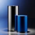 Containers with smooth polished surfaces are displayed against a Royalty Free Stock Photo