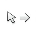 Two 3D arrow icons on a white background. The left arrow is in the shape of a compu Royalty Free Stock Photo