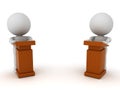 Two 3D Characters debating at lecterns