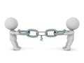 Two 3D Characters Pulling on a Chain with One Weak Link Royalty Free Stock Photo