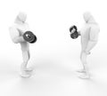 Two 3D Characters weightlifting, side view. Royalty Free Stock Photo