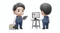 Two Chibi Web Developers Working Together 3D Model Isolated on White Background
