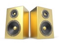 Two 3D golden speakers