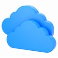 Two 3D rendered blue cloud shapes overlapping on transparent background Royalty Free Stock Photo