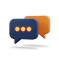 Two 3D Speech Bubbles with Glowing Orbs on White Background chat communication Royalty Free Stock Photo
