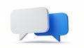 Two 3 D speech bubbles one blue one white overlapping on white background Royalty Free Stock Photo