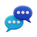 Two 3D Speech Bubbles with White Dots Representing Conversation and Communication chat Royalty Free Stock Photo