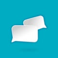Two 3d white speech bubble rectangle form figure Speech bubble icon. 3d render. Network communication concept