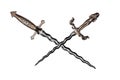 Two daggers crossed Royalty Free Stock Photo