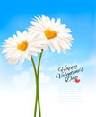 Two daisies with heart shaped middles. Royalty Free Stock Photo