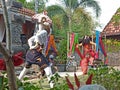 Two dancers performing the Hanooman Dance at the Joglo Temple Purwodadi Indonesia Royalty Free Stock Photo