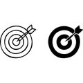 Two dartboard icons one outline one solid transparent Royalty Free Stock Photo